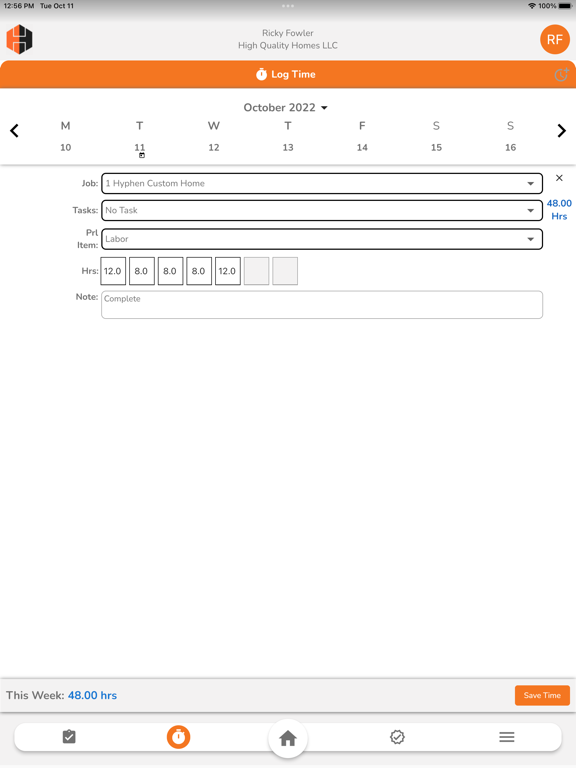 BuilderGM Time & Tasks iPad 应用截图