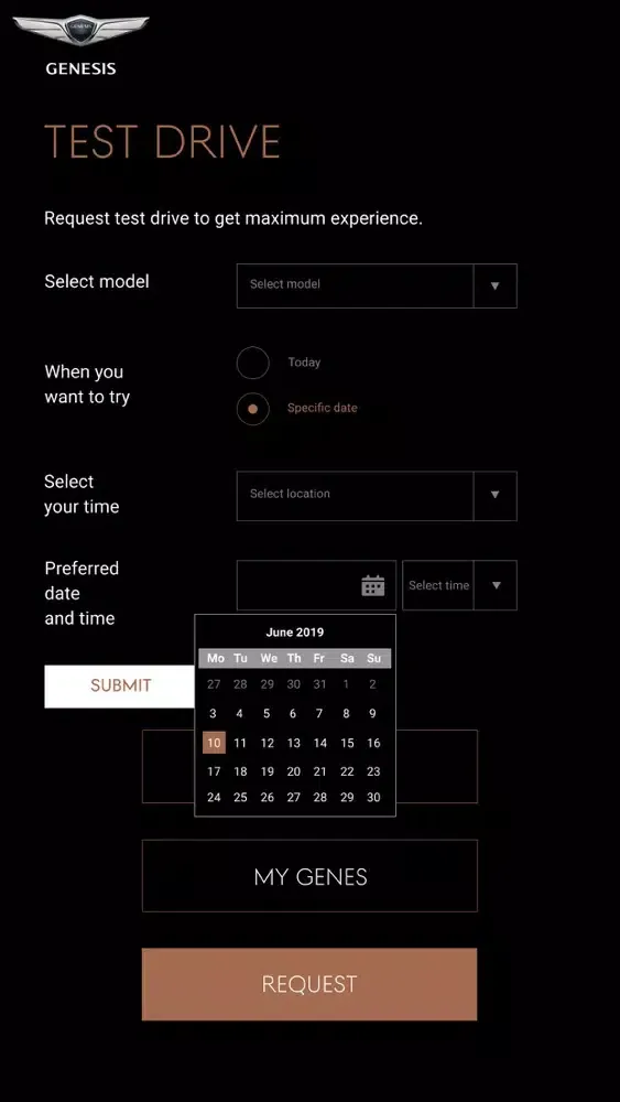 ภาพหน้าจอของ My Genesis App