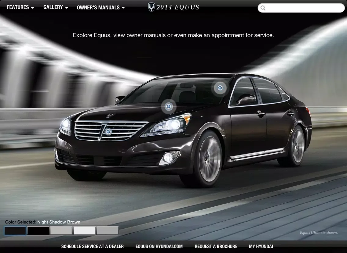 Capturas de tela do 2014 Hyundai Equus Experience iPad 