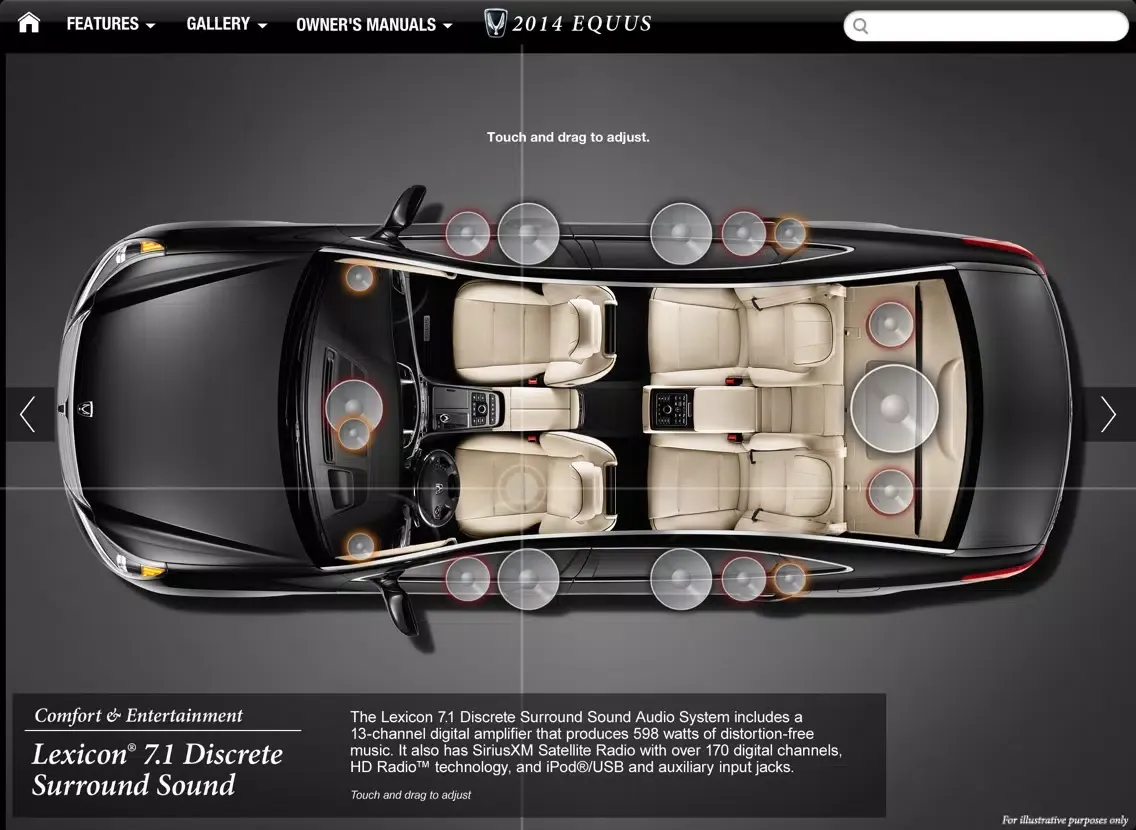 Capturas de tela do 2014 Hyundai Equus Experience iPad 
