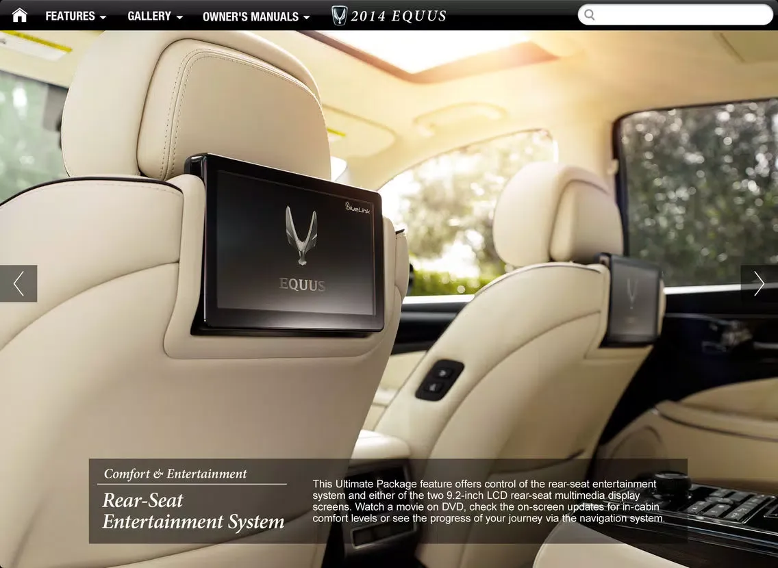 Capturas de tela do 2014 Hyundai Equus Experience iPad 