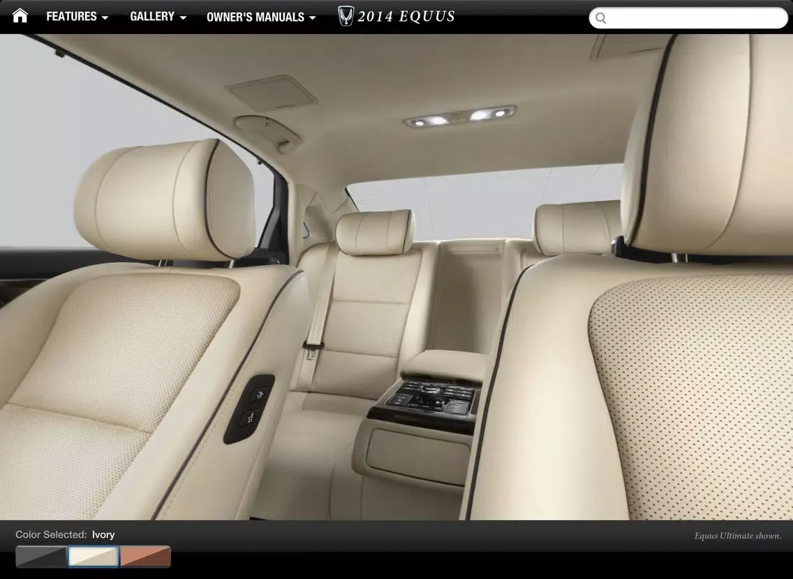 Capturas de tela do 2014 Hyundai Equus Experience iPad 