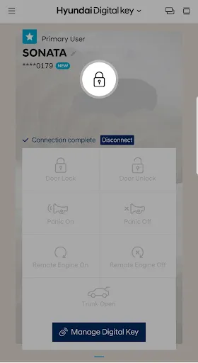 ภาพหน้าจอของ Hyundai Digital Key