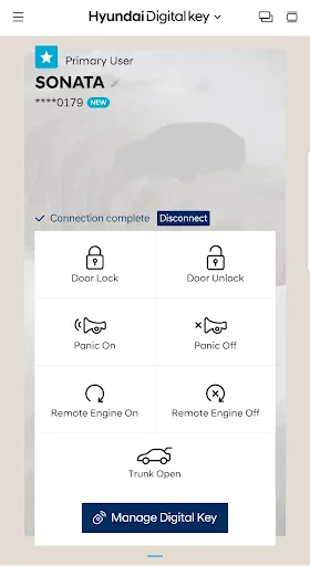ภาพหน้าจอของ Hyundai Digital Key