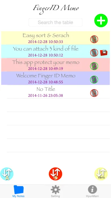 Tangkapan skrin FingerID Password Memo