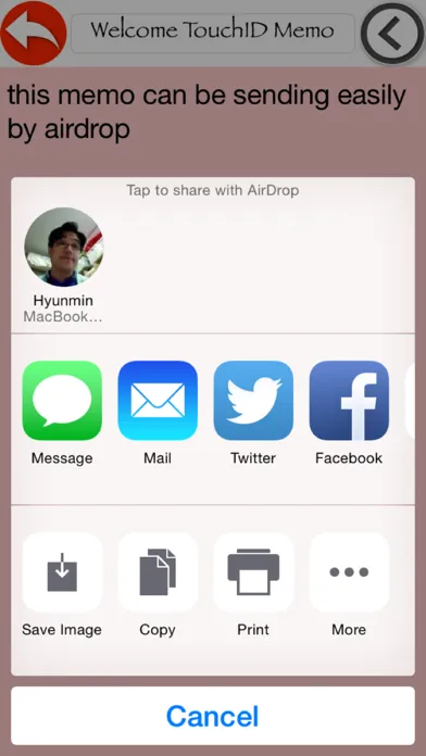 Tangkapan skrin FingerID Password Memo
