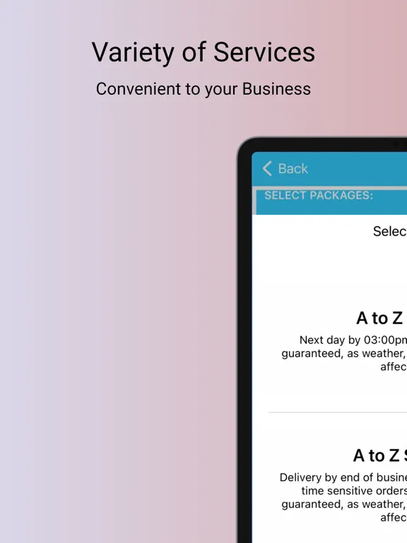 A to Z Courier iPad  سکرین شاٹس