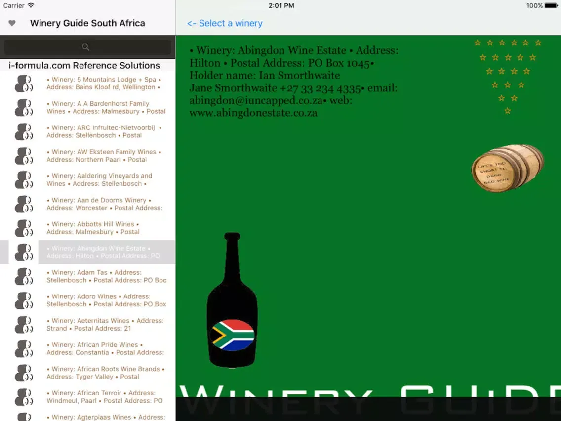Capturas de pantalla de Winery Guide South Africa iPad 