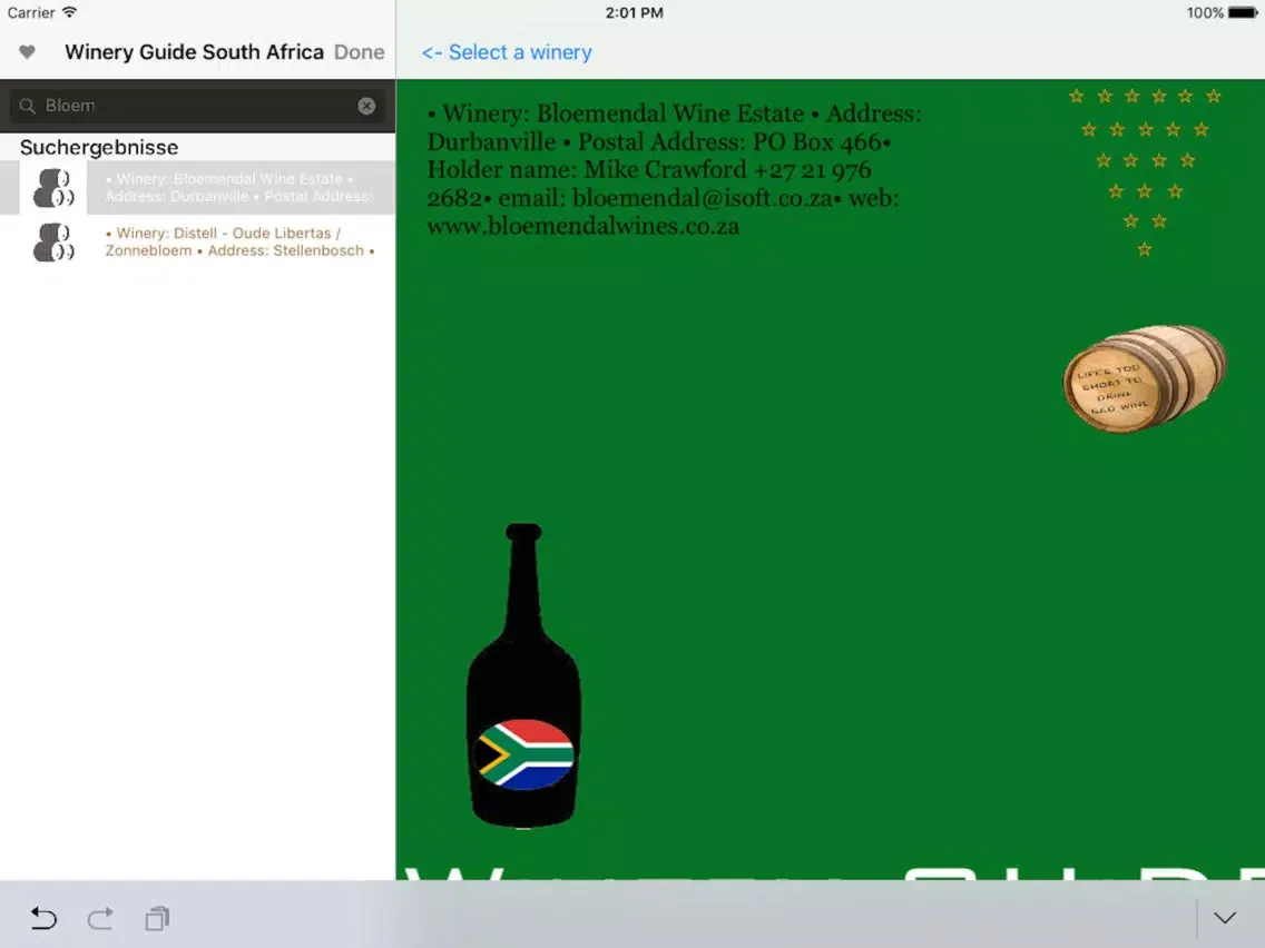 Capturas de pantalla de Winery Guide South Africa iPad 