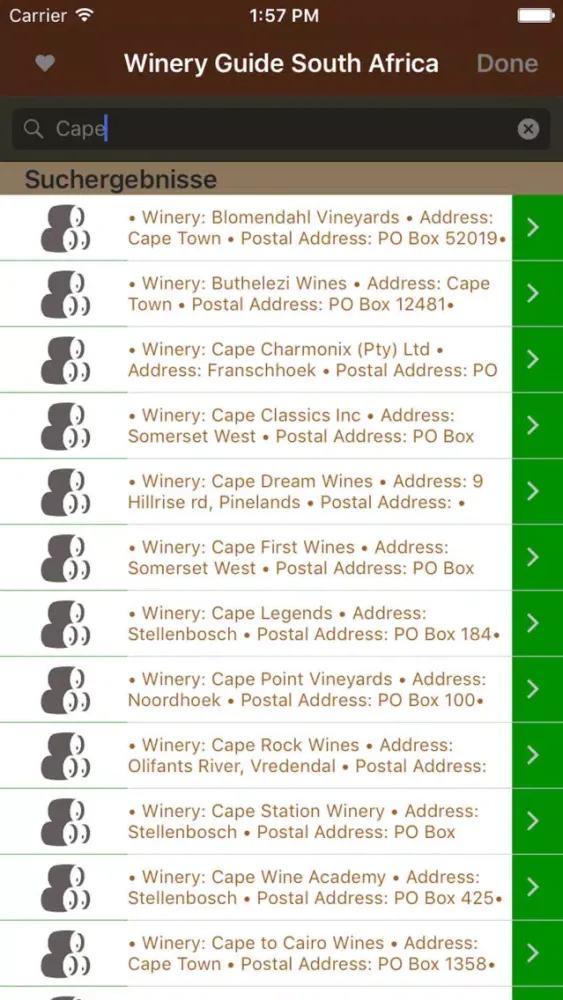 Capturas de pantalla de Winery Guide South Africa