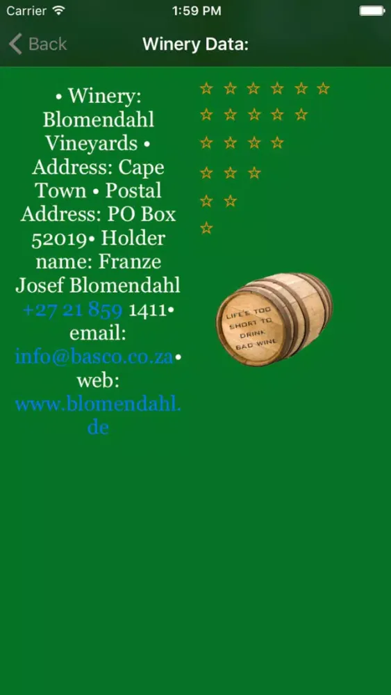 Capturas de pantalla de Winery Guide South Africa