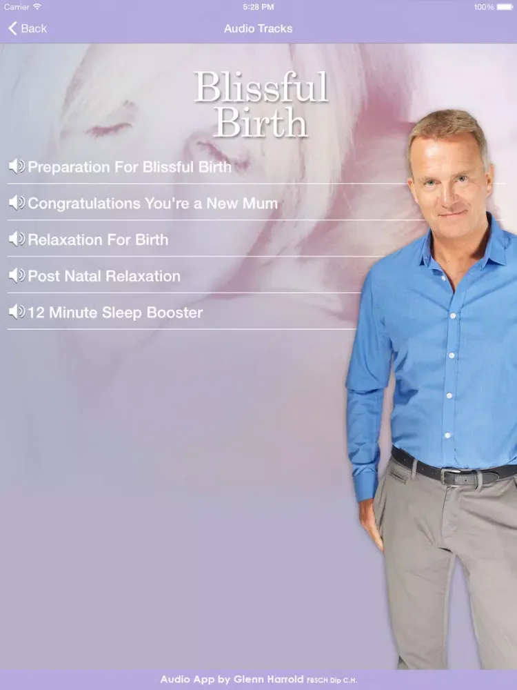 Blissful Birth by Glenn Harrold & Janey Lee Grace: Advice & Self-Hypnosis Relaxation iPad 应用截图