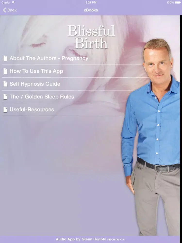 Blissful Birth by Glenn Harrold & Janey Lee Grace: Advice & Self-Hypnosis Relaxation iPad 应用截图