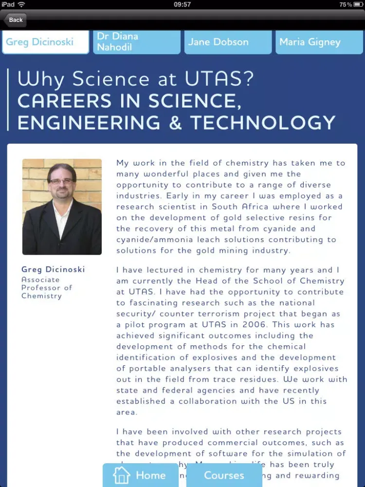 Captures d'écran de University of Tasmania Faculty of Science, Engineering & Technology iPad 
