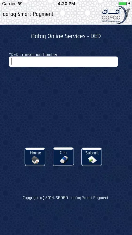 Tangkapan layar aafaq smartpay