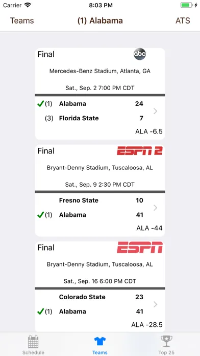 College FB Scores & Schedules स्क्रीनशॉट