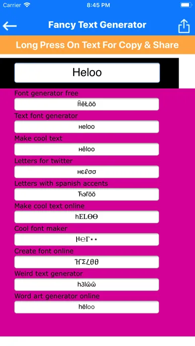 New Fancy Text Generator سکرین شاٹس