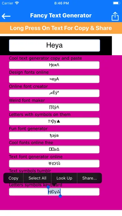 New Fancy Text Generator سکرین شاٹس