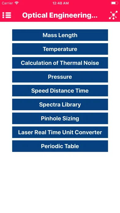 Ảnh chụp màn hình của Optical Engineering Calculator