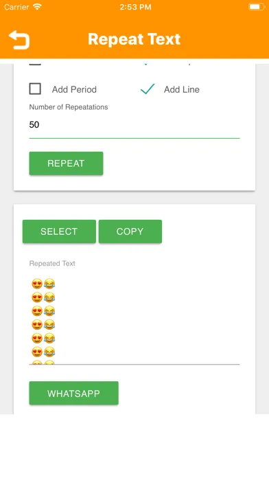 Tangkapan skrin Repeat Text