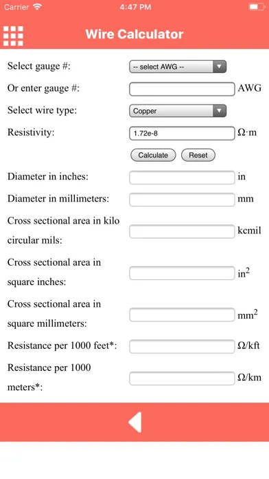 Captures d'écran de Wire Calculator