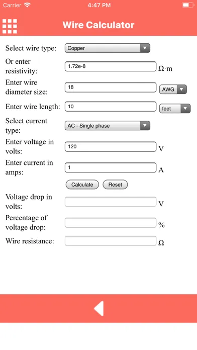 Captures d'écran de Wire Calculator