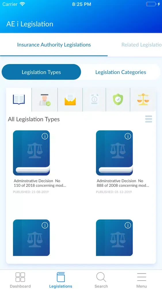 Capturas de tela do AE Insurance Legislation