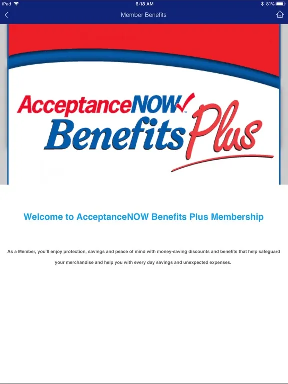 Acceptance NOW Benefits Plus iPad  스크린샷