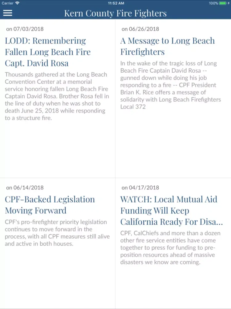 ภาพหน้าจอของ Kern County Firefighters iPad 
