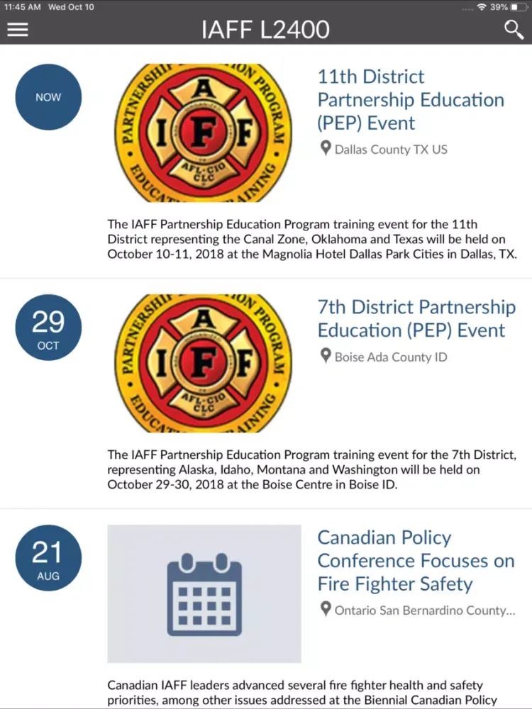 IAFF L2400 iPad  Screenshots