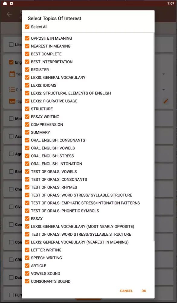 Capturas de tela do WAEC Past Questions