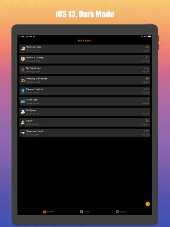 DayTime - Countdown&Reminders iPad  स्क्रीनशॉट