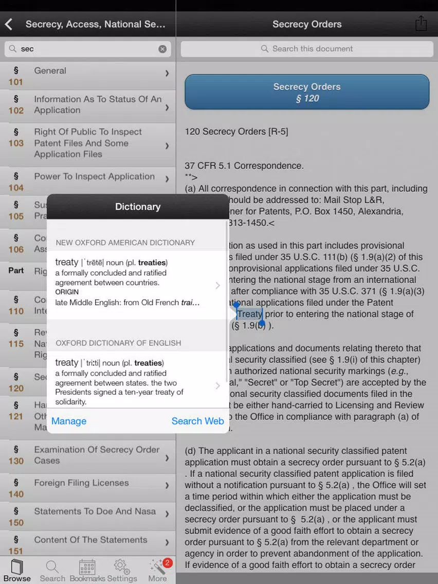 Zrzuty ekranu Patent and Trademark Office iPad 