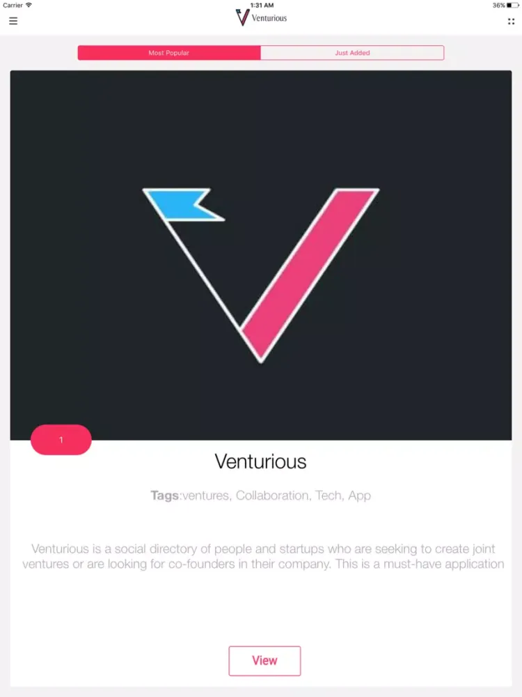 Venturious iPad 应用截图