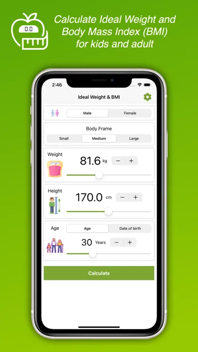Tangkapan layar Ideal Weight BMI الوزن المثالي