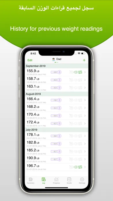 Capturas de tela do Weight Tracker - مراقب الوزن