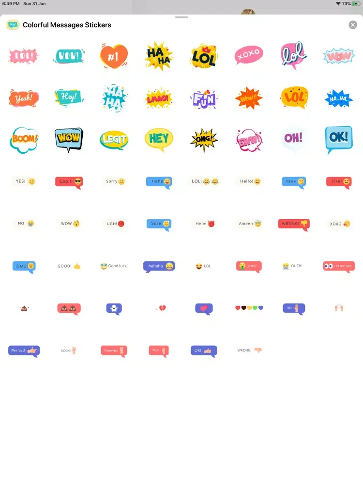 ภาพหน้าจอของ Colorful Messages Stickers iPad 