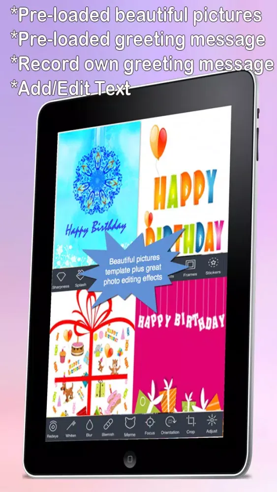 The Ultimate Happy Birthday Cards (Pro Version). Custom and Send Birthday Greetings eCard with emoji, text,voice messages and photo editor Screenshots