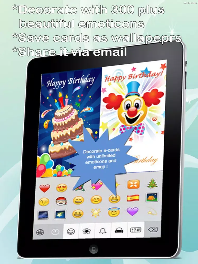 The Ultimate Happy Birthday Cards (Lite Version). Custom and Send Birthday Greetings eCard with emoji, text and voice messages iPad  스크린샷