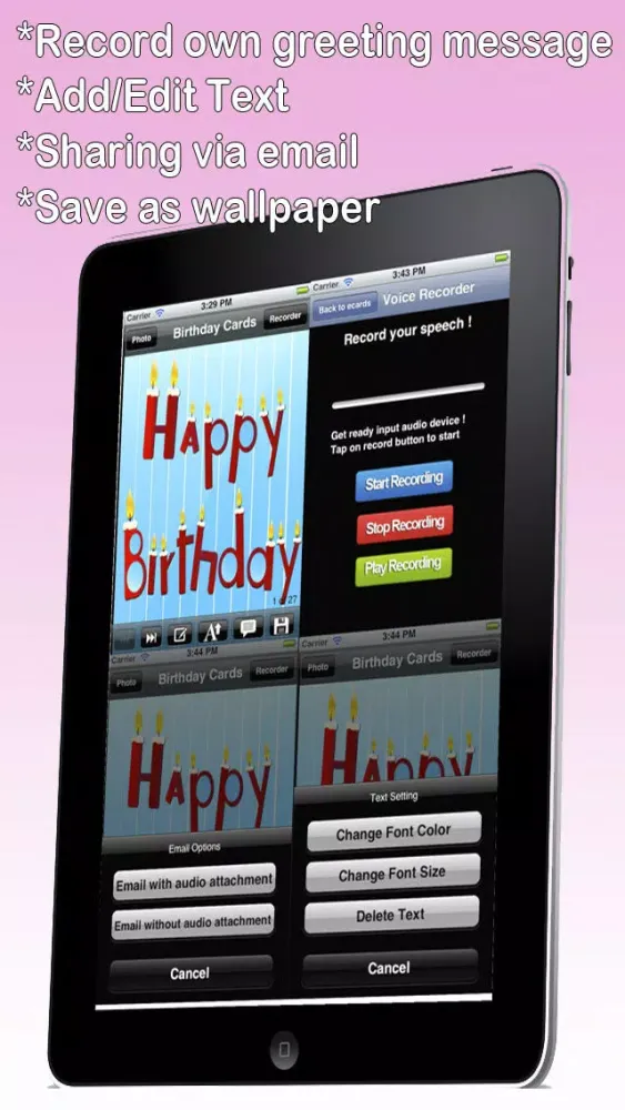 The Ultimate Happy Birthday Cards (Lite Version). Custom and Send Birthday Greetings eCard with emoji, text and voice messages 스크린샷