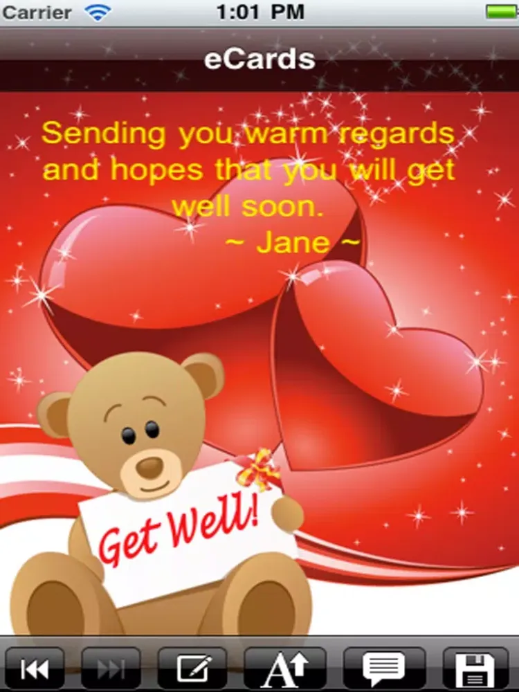 Capturas de tela do Get Well Cards with photo editor. Send get well soon greetings card and custom get well ecards with text and voice messages ! iPad 