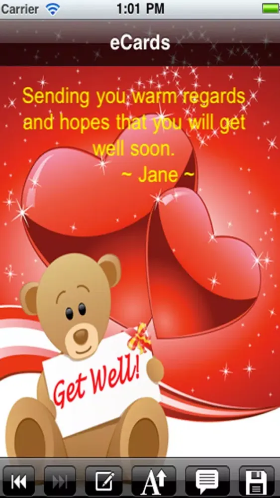 Capturas de tela do Get Well Cards with photo editor. Send get well soon greetings card and custom get well ecards with text and voice messages !