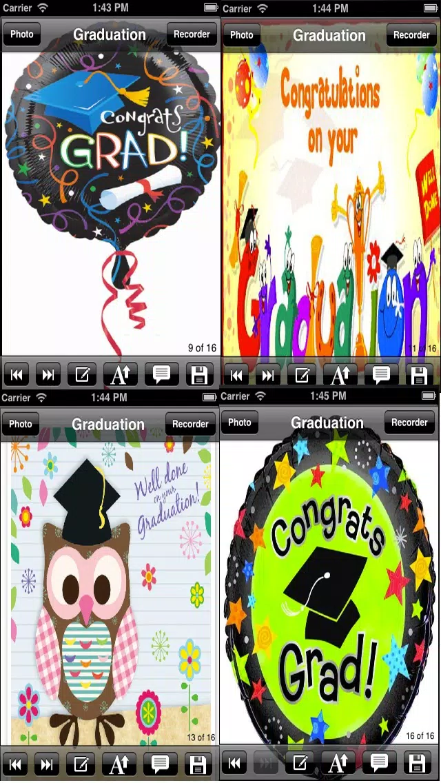 Graduation eCards.Customize and send graduation greeting cards with text and voice greeting messages應用截圖