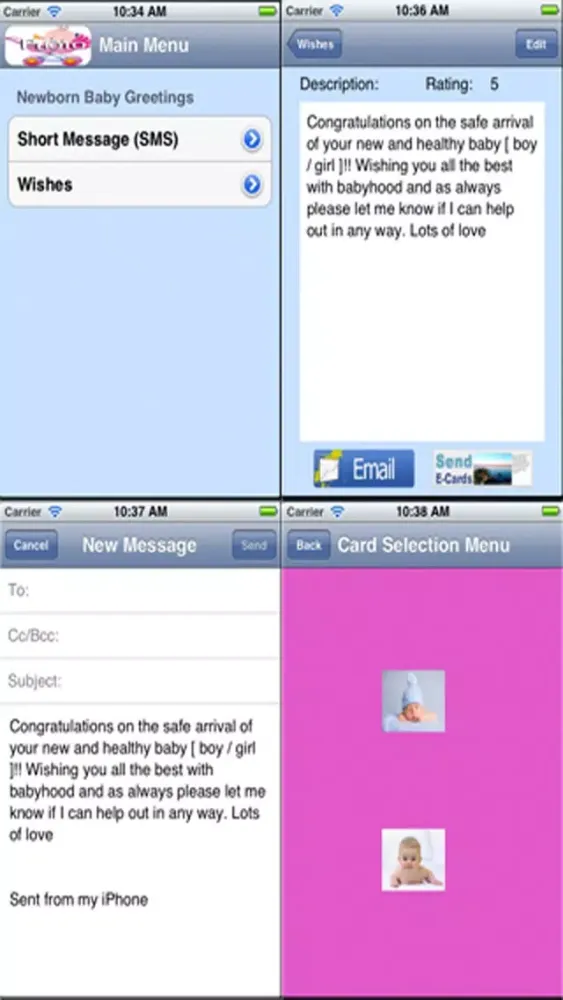 Capturas de tela do Newborn Baby Greeting Cards
