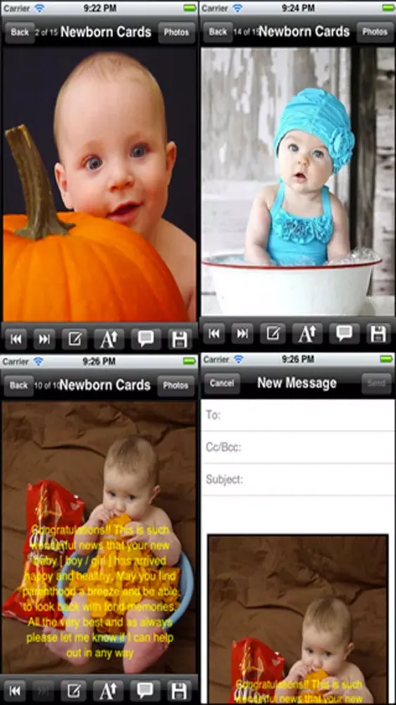 Capturas de tela do Newborn Baby Greeting Cards