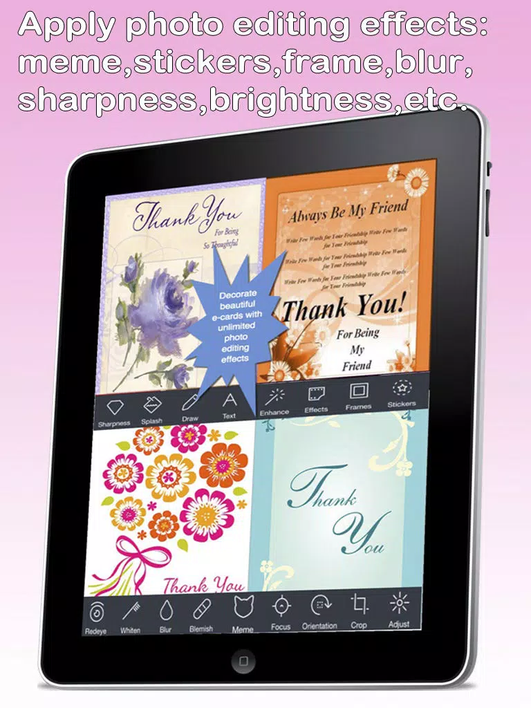 Thank You Cards Maker With Photo Editor.Customise and Send Thank You e-Cards iPad 应用截图