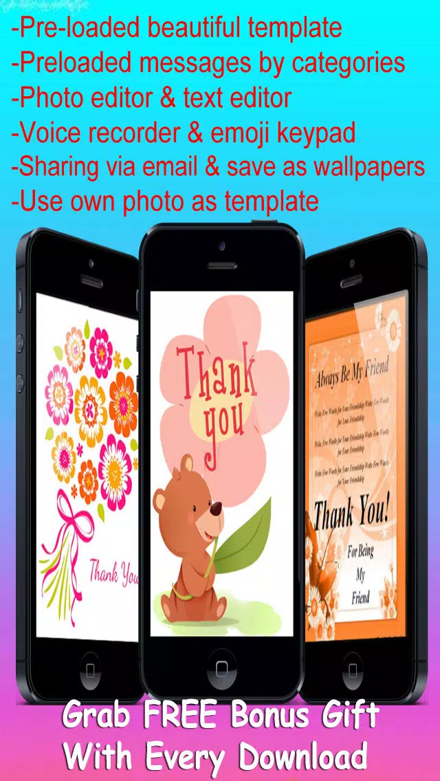 Thank You Cards Maker With Photo Editor.Customise and Send Thank You e-Cards应用截图