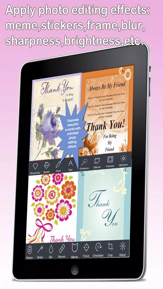 Thank You Cards Maker With Photo Editor.Customise and Send Thank You e-Cards应用截图