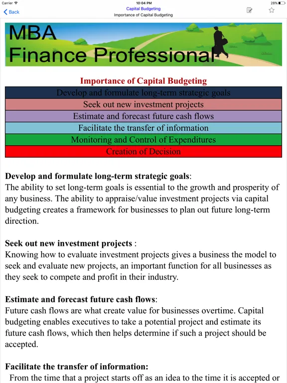 Tangkapan skrin MBA Finance iPad 