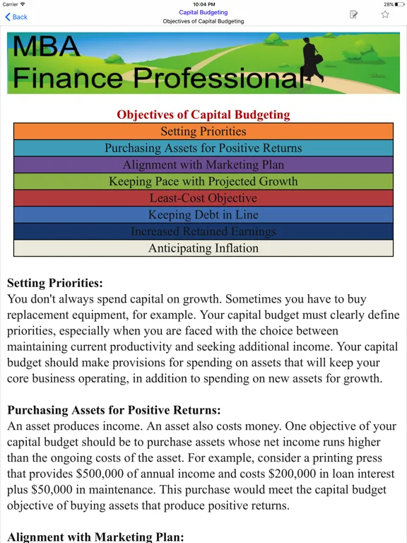 Tangkapan skrin MBA Finance iPad 